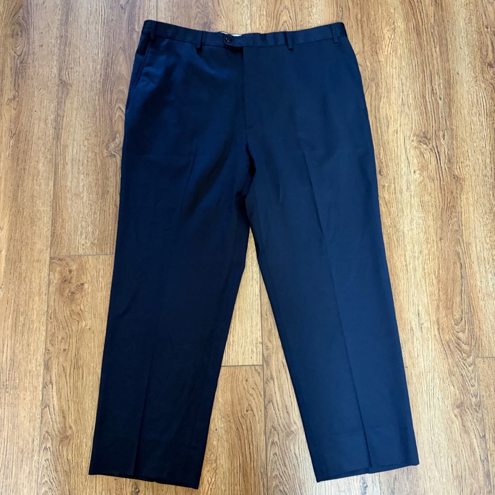 Zanella Benny Navy Blue 100% Wool Dress Pants Mens 40x29 natural stretch Italy